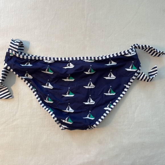 J. Crew reversible bikini bottom navy stripes and sailboats. Size S. - Picture 3 of 6